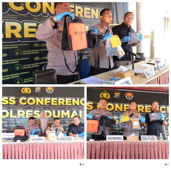 Polres Dumai Melalui Kasad Narkoba Pengungkapan Tindakan Pidana Narkotika Jenis Shabu Sebanyak 1.570.83. Gram