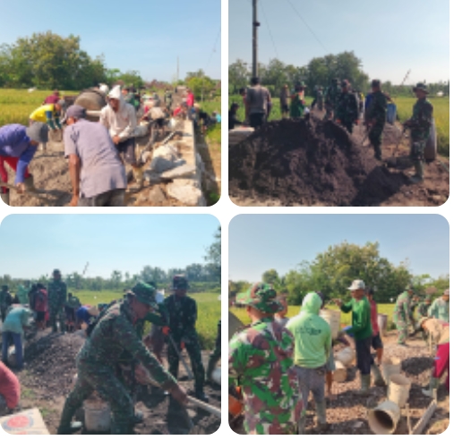 Libur Tanggal Merah Jadi Ajang Gotong Royong, Warga Kauman dan Satgas TMMD Kebut Pengecoran Jalan