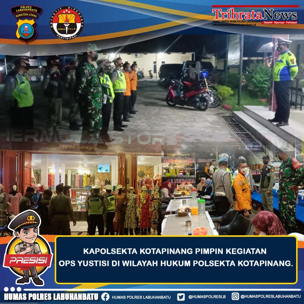 Kapolsekta Kotapinang pimpin Operasi Yustisi penegakan disiplin Protokol Kesehatan