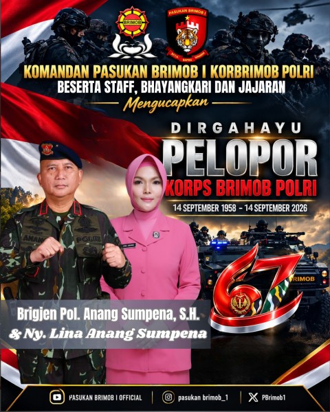 Komandan Pasukan Brimob I Korbrimob Polri Beserta Staf dan Bhayangkari Ucapkan Selamat HUT ke-67 Pelopor Korps Brimob Polri