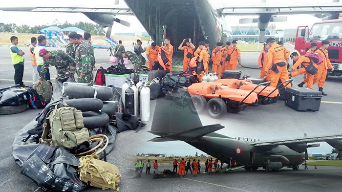 Pesawat Herkules TNI AU Bawa Tim Basarnas Jakarta Bantu  Korban Tenggelamnya KM Sinar Bangun  