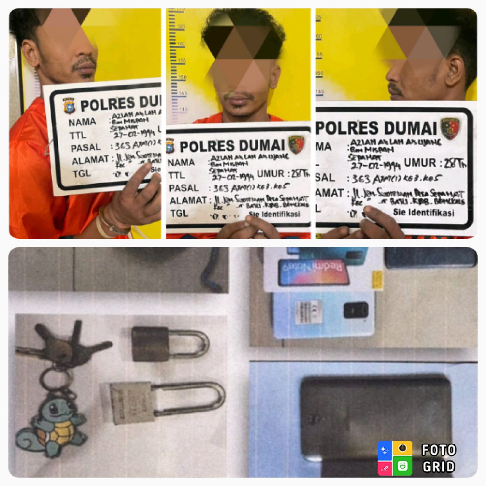 Satreskrim Polres Dumai Amankan AL Tsk Pelaku Curat Toko Ponsel
