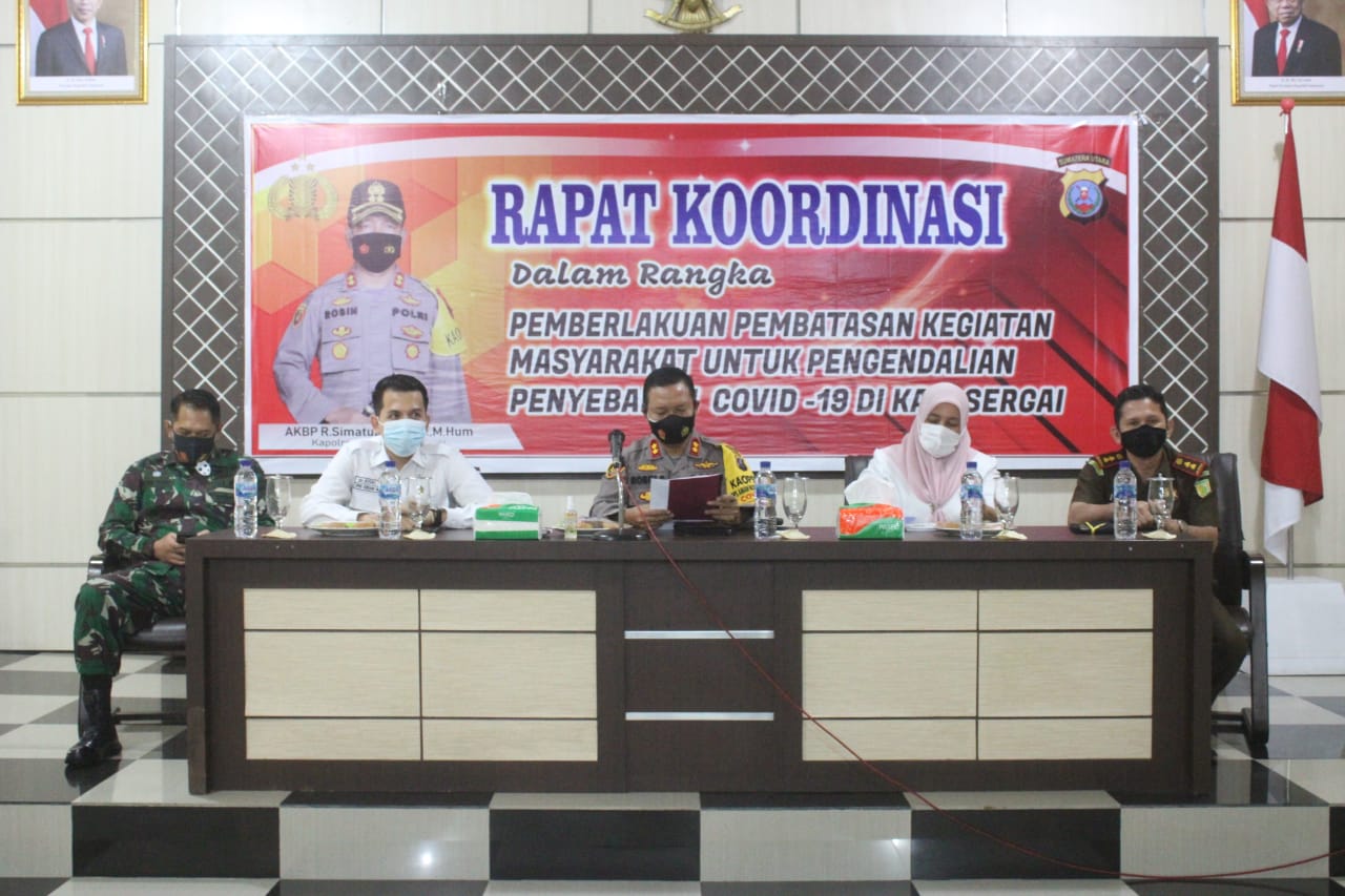 Kapolres Serdang Bedagai Pimpin Rakor Pemberlakuan PPKM Pengendalian Covid-19 