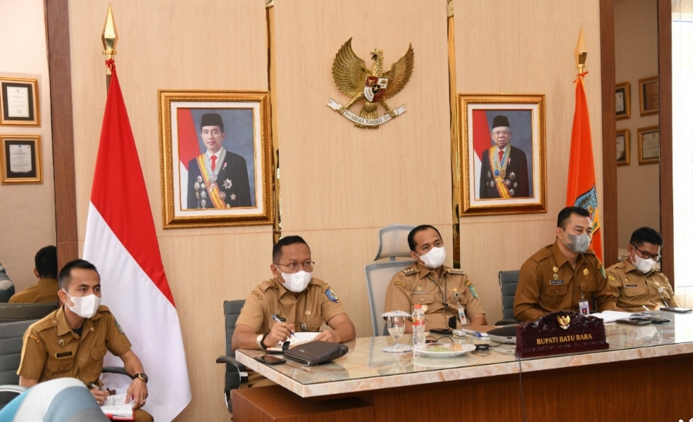 Bupati Batu Bara Ikut Raker Pemberantasan Korupsi Dengan Seluruh Kepala Daerah Secara Virtual